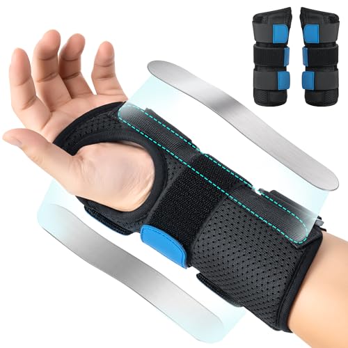 Medibot Blue Black Wrist Brace for Carpal Tunnel - Adjustable Spica Splint for Carpal Tunnel, Sprain, De Quervain's, Injuries, Wrist Pain, Tendonitis Pain Relief and Arthritis, M Size for Men & Women Medium Right Hand-Blue Black