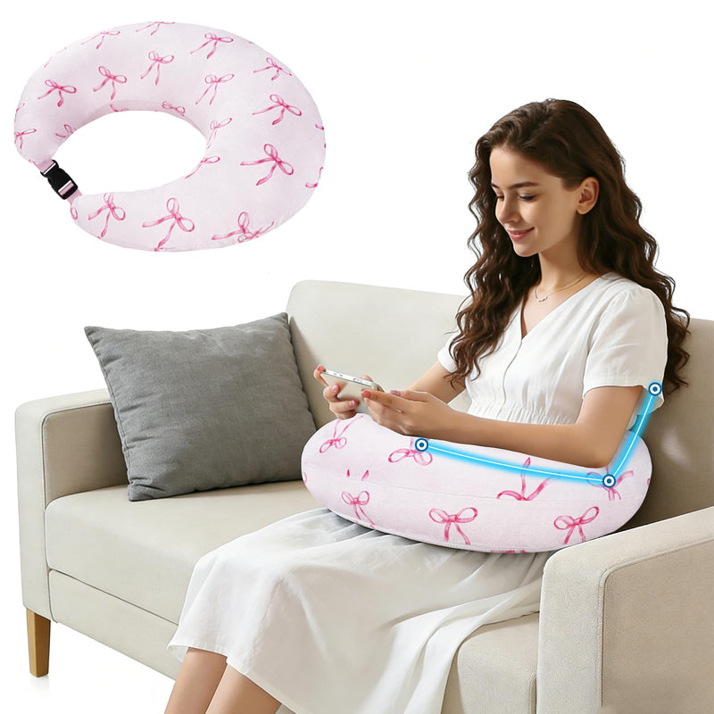 Crafting Pillow for Crocheting, Crochet Pillow for Lap Support, 12 Fun Print Styles, Ergonomic Arm Support, For Bed, Floor, Chair Comfort, Pain Relief and Fatigue for Gaming and Woking (Bow Tie) Bow Tie - BeesActive Australia
