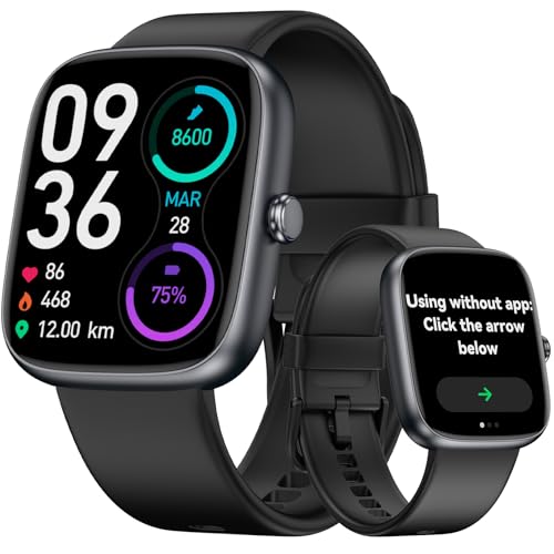Senior Friendly Fitness Tracker, No App No Phone Required, 1.83'' Display Black