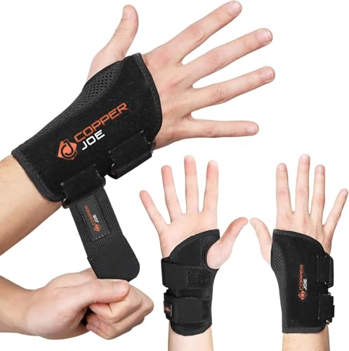 Copper Joe Orthopedic Copper Infused Wrist Brace & Splint – Adjustable Compression Wrist Support for Arthritis, Carpal Tunnel, Tendinitis, Tennis Elbow, RSI & Ganglion Cyst Pain Relief for Men & Women (Black, L/XL, Right Hand) Black