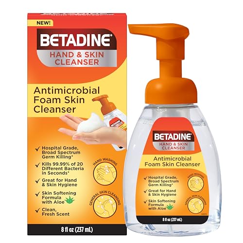 Betadine Antiseptic Cleansing Foam Pump, 8oz, Antibacterial Body Wash