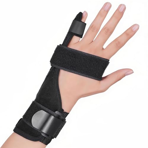 Adjustable Pinky Finger Splint, Breathable Little Finger Support Brace, Stabilizer Splint for Injury, Arthritis, Tendonitis Relief, Fit Left & Right Hand, Black