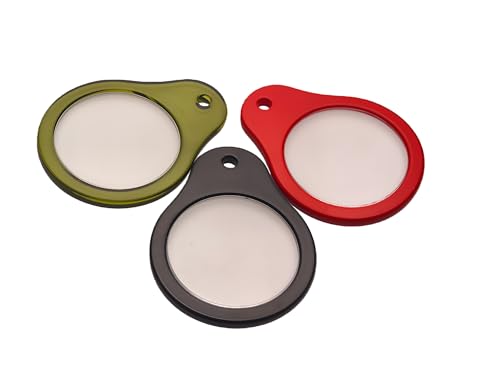3X Magnifying Glass Portable Pocket Size with Leather Strap - Fashionable Magnifier for Reading Labels, Newspapers & Tickets (Gift Ready with Luxury Pouch) (3, Black -Red-Green) 3