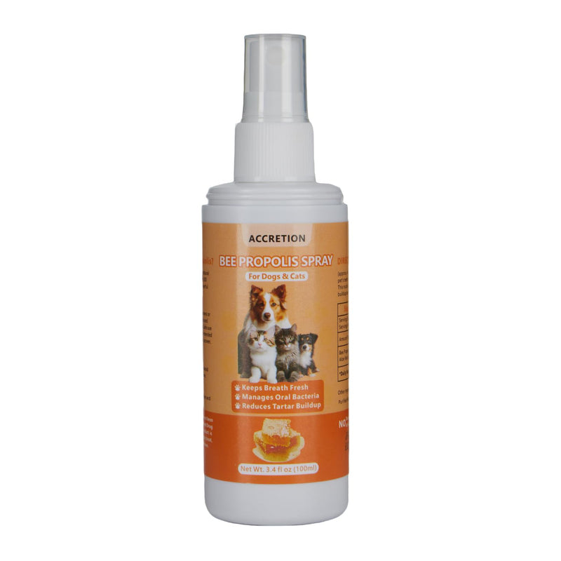Bee Propolis Spray for Dogs & Cats, Oral Care Spray to Soothe Gums & Freshen Breath, Plant-Based Formula with Calendula & Aloe Vera, 3.4 fl oz for Daily Dental Health Support