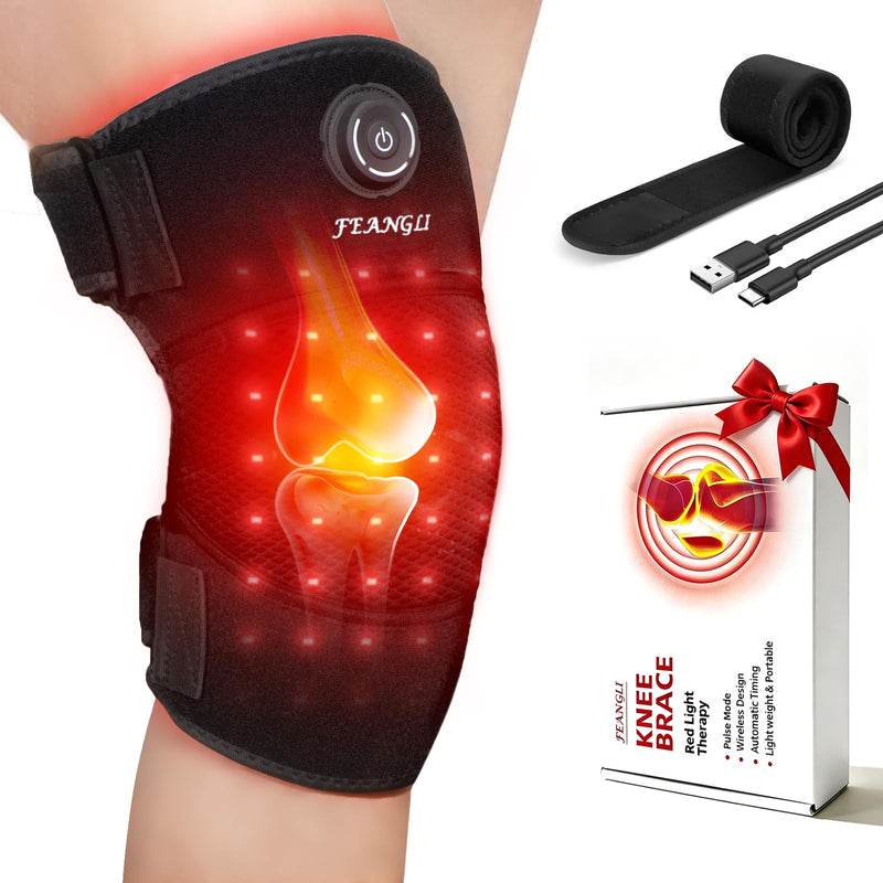 Red Light Therapy for Knee Brace Heated Knee Wrap for Pain Relief, Cordless Infrared Light Therapy for Body/Joint/Shoulder, Heating Pad for Knee, Gifts for Women Men - BeesActive Australia