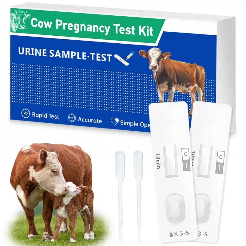 2 Pack Cow Pregnancy Test Kit for Home & Small Farms: Painless Urine Test, Fast 5-10 Min Results, Easy to Use, Safe & Accurate Early Detection, Reliable Solutions for Bovine Pregnancy Detection White - BeesActive Australia