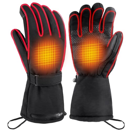 Heated Gloves for Men & Women - Waterproof & Touchscreen with AA Battery Box for Non-Slip Warmth in Skiing, Hunting, Fishing, Cycling & Outdoor Work Large