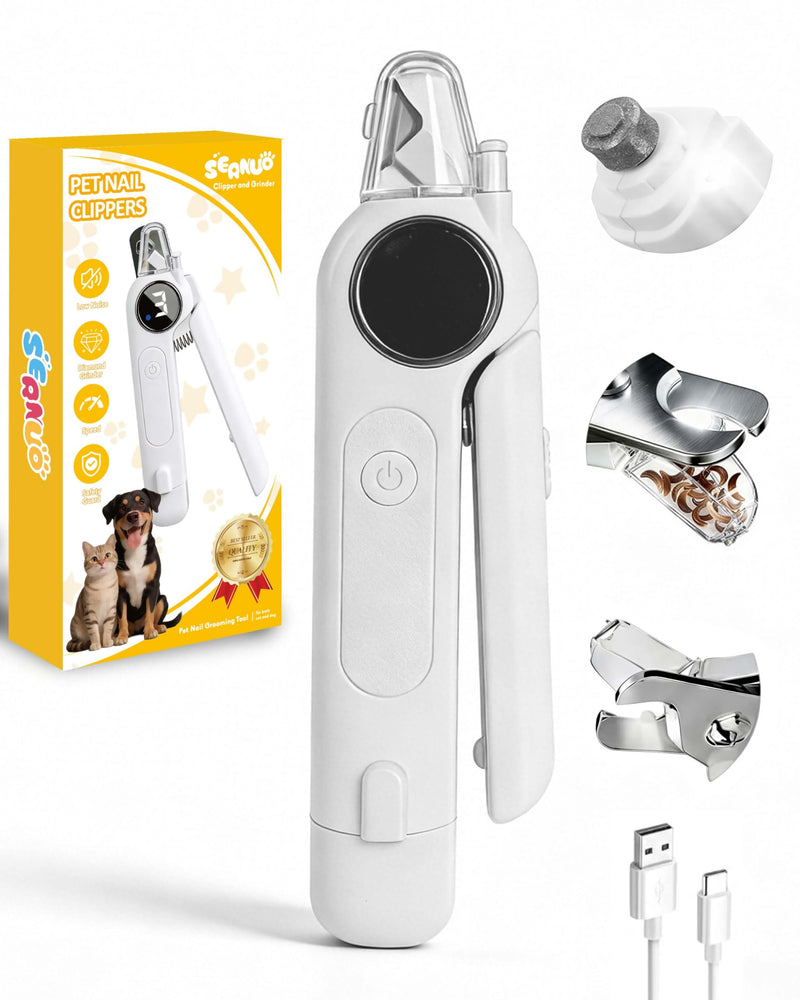 2-in-1 Pet Nail Clipper and Grinder with LED Light & Safety Guard - Painless Quiet Grooming Tool for Small & Large Dogs & Cats, Avoid Overcutting Professional Pet Trimmer - BeesActive Australia