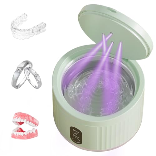 Dental Ultrasonic Retainer Cleaner Machine,45khz Ultrasonic Denture Cleaning Pod,Suitable for Braces,Night Guard,Jewelry