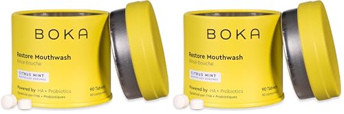 Boka Mouthwash Tablets with Hydroxyapatite - Refreshes Breath - Fluoride Free & Alcohol Free - Travel Size Mouthwash Chewable Tablets - (90 Pcs, Citrus Mint) (Pack of 2) 3.2 Ounce (Pack of 2)