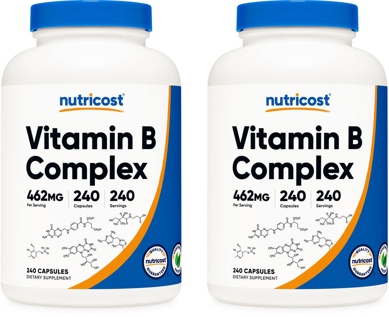 Nutricost Vitamin B Complex 462mg, 240 Capsules - with Vitamin C - Energy Complex (Pack of 2) 240 Count (Pack of 2)