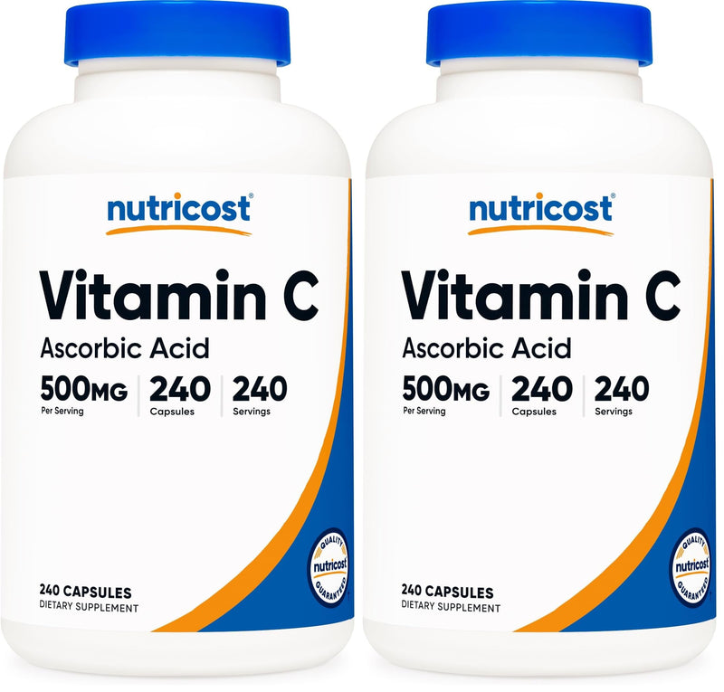 Nutricost Vitamin C 500mg, 240 Capsules, Vegetarian, Gluten Free & Non-GMO (Pack of 2) 240 Count (Pack of 2)
