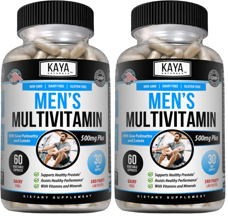 Kaya Naturals Multivitamin for Men - Men's Prostate Multivitamin - Multi Mineral Daily Supplement - Pills for Men - Supports Healthy Prostate - Vitaminas para Hombres - 60 Veggie Capsules (Pack of 2) 60 Count (Pack of 2)
