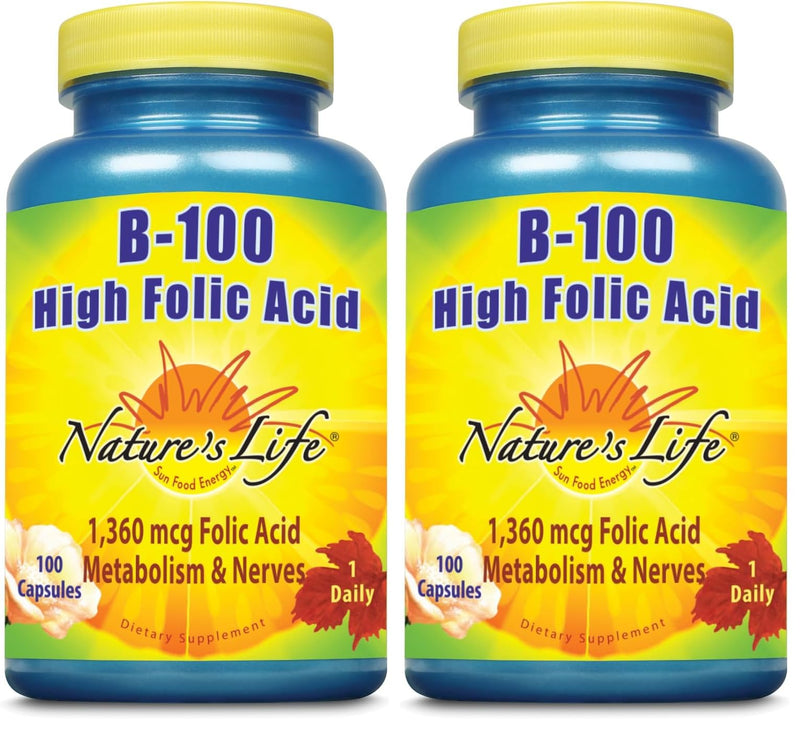 Nature's Life B-100 High Folic Acid | 100 ct (Pack of 2) 100 Count (Pack of 2)