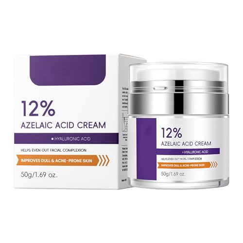 12% Azelaic Acid Cream for Face，Acne Cream，Azelaic Acid Serum for Acne & Post-Acne Marks，Fades Acne Scars & Soothes Skin，Regulates Sebum Production，Suitable for Oily & Acne-prone Skin Care，1.69 OZ