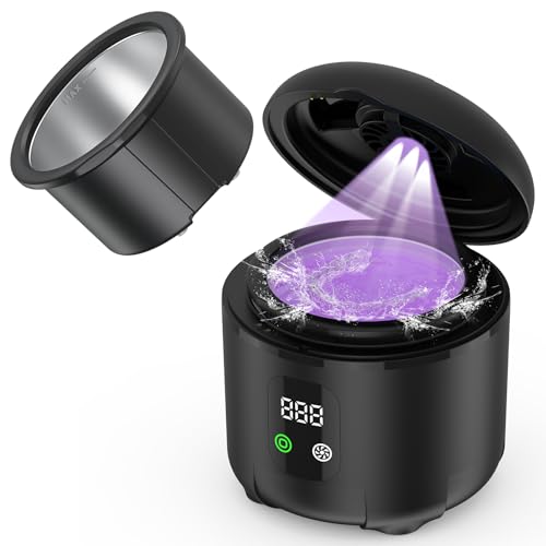 Ultrasonic Retainer Cleaner 25W Portable Ultrasonic Denture Cleaner Multi-Mode 45KHz with Drying and Removable Inner for Dental Trays, Braces, Jewelry, Toothbrushes, Mouth Guards, Aligners,Ring Black