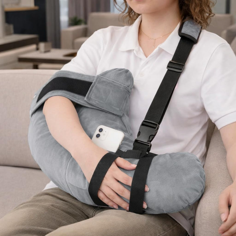Shoulder Surgery Pillow with Pocket & Straps, Left/Right Arm Support ，Rotator Cuff Relief Pillow for Sleeping, After Shoulder Surgery Must Haves, Arm Pillow Post Surgery, Arm And Neck Pain Relief - BeesActive Australia