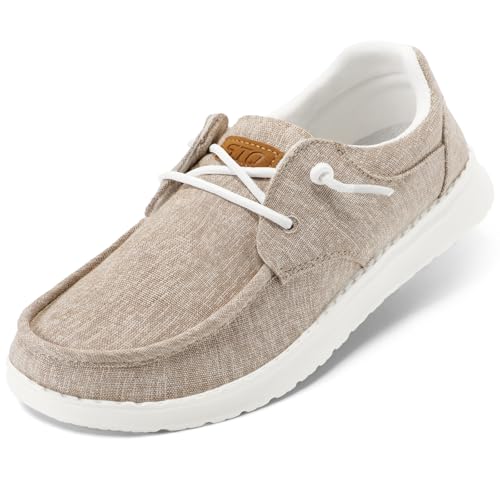 STQ Women Lace Up Loafer with Arch Support Casual Breathable Boat Shoe 9 Brownness