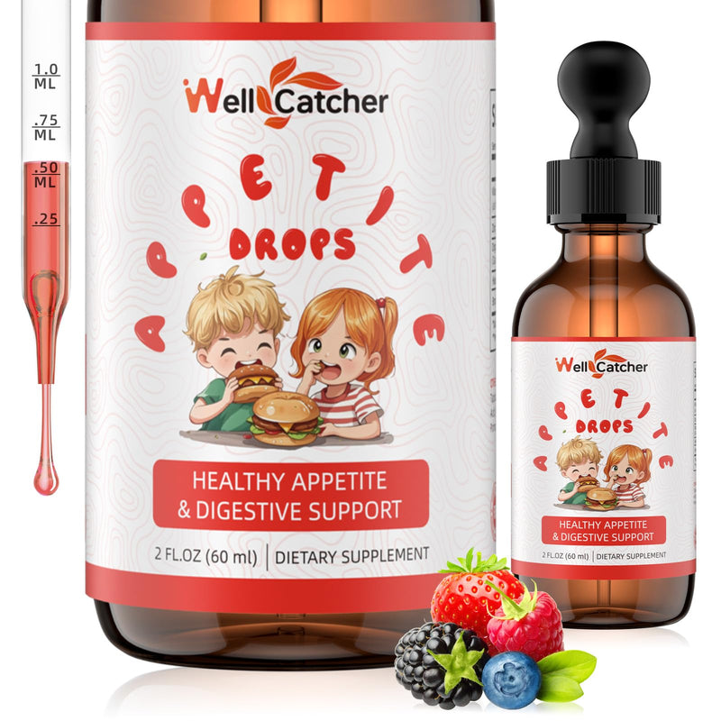 Appetite Booster Drops for Kids Adults: Picky Eater Vitamins Support Gut Health Height Growth & Nutritional Balance with Bromelain Hawthorn Zinc, Sugar Free Vegan 60ML 2 Fl Oz (Pack of 1)