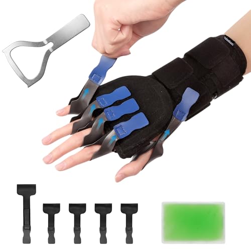Radial Nerve Palsy Splint Wrist Drop Brace for Finger Extension, Adjustable Stroke Hand Recovery Device for Finger Limp, Wrist Drop, Crutch Palsy, Resting Hand MCP Splint Fits Left/Right