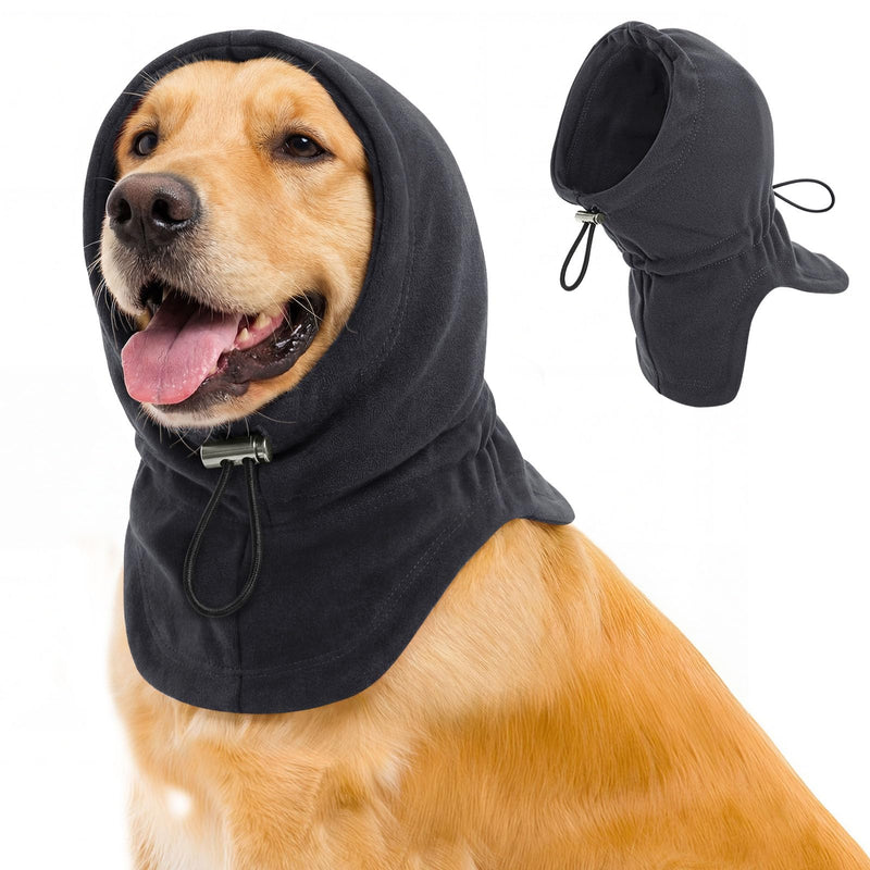 Dog Calming Hoodie Pet Ear Cover, Adjustable Headband for Small Medium Large Dogs, Pet Muffs Head Wraps for Grooming Firework Thunderstorms, Darkgrey XL X-Large