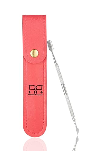 Cuticle Pusher Stainless Steel Professional Double Ended Nail Pusher for Manicure & Pedicure, Cuticle Remover Tool With Pouch