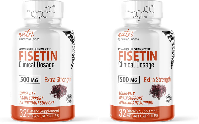 Nature's Fusions Nutri Fisetin 500mg 32 Count - Clinical Dosage - Fisetin Supplements - Powerful Senolytic Activator, Antioxidant, & Brain Support - Natural Polyphenols - 32 Count (Pack of 2) 32 Count (Pack of 2)