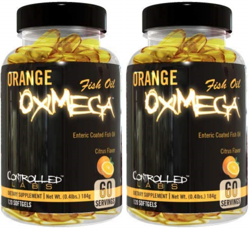 CONTROLLED LABS Orange Oximega Fish Oil Supplement 120 Softgels, EPA and DHA, 2000mg Omega- 3 Fatty Acids, Citrus-Flavor, Burpless Softgels (Pack of 2) 1 Count (Pack of 2)