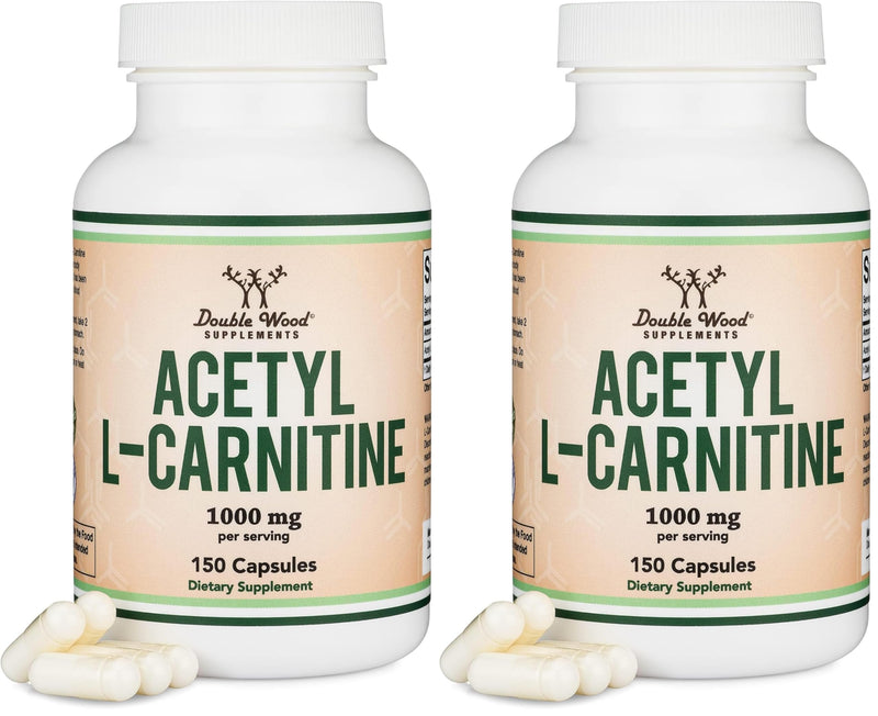 Acetyl L-Carnitine 1,000mg Per Serving, 150 Capsules (ALCAR for Brain Function Support, Memory, Attention, and Stamina) Acetyl L Carnitine that is Third Party Tested by Double Wood (Pack of 2) 150 Count (Pack of 2)