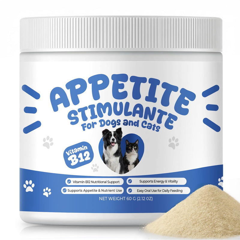 Appetite Stimulant Powder for Dogs & Cats, Vitamin B12 Supplement with Methylcobalamin, Supports Appetite, Energy & Daily Vitality, Dietary Supplement for Pets