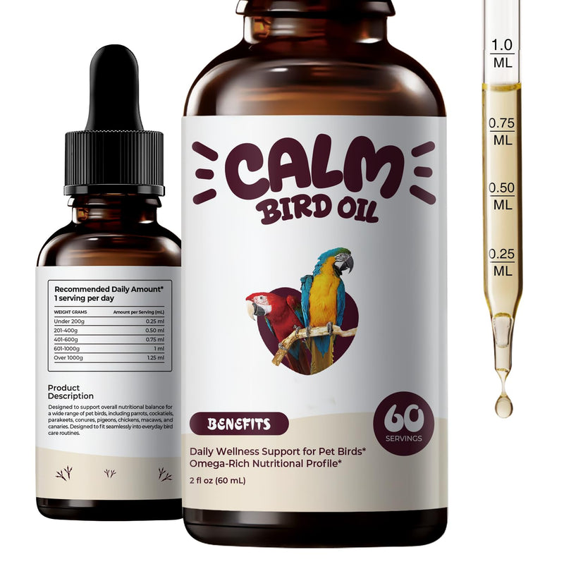 Bird Calming Drops – Liquid Calming Supplement for Parrots & Pet Birds, Supports Relaxation, Emotional Balance & Stressful Situations