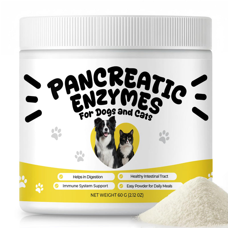 Pancreatic Enzymes Powder for Dogs & Cats, Pancreatin Digestive Enzyme Supplement for EPI Support, Helps Maintain Digestion, Stool Consistency & Healthy Weight – 2 oz