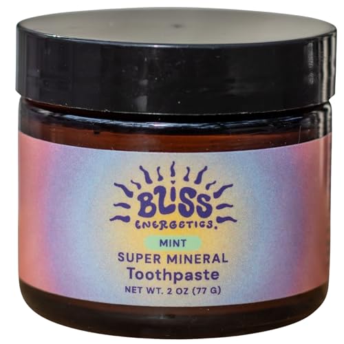 Bliss Energetics Fluoride Free Remineralizing Herbal Toothpaste - Hydroxyapatite, Coconut Oil, Castor Oil, Shilajit and Turmeric - 2oz Mint Essential Oil - Non-Abrasive