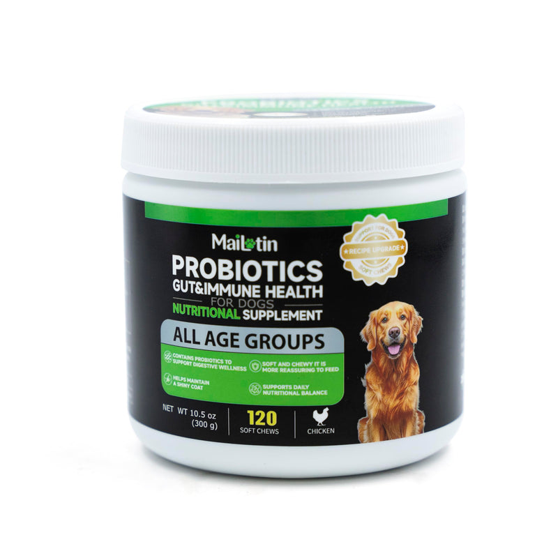 Probiotics for Dogs, Gut & Immune Health Soft Chews, Chicken Flavor, All Ages, Supports Digestive Balance & Skin Health