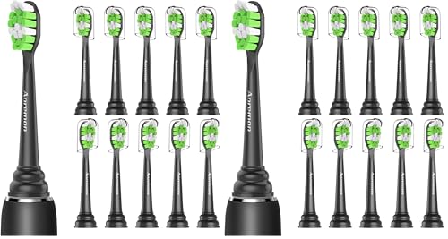 Aoremon Toothbrush Replacement Heads for Phillips Sonicare Replacement Brush Head Compatible with Most Philips Sonicare Click-on Electric Toothbrush, Black 10 Pcs (Pack of 2)