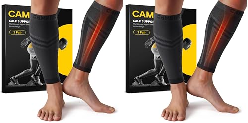 CAMBIVO Calf Compression Sleeve for Men Women Footless Large-X-Large (Pack of 2) Black