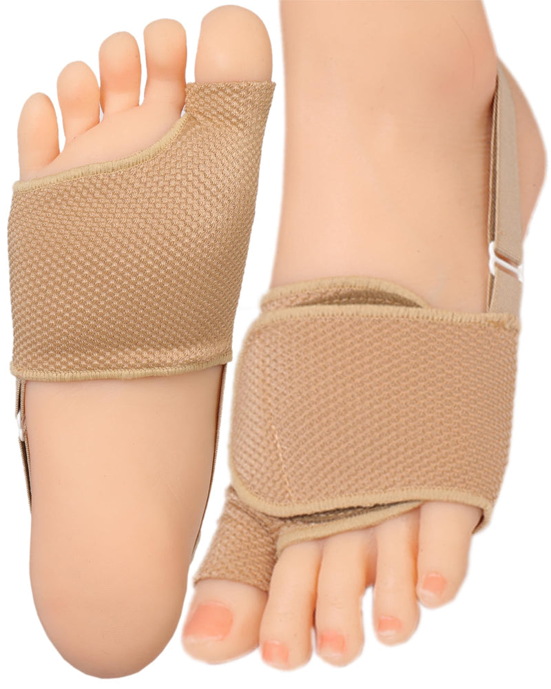 Metatarsal Pads for Men & Women - 2 Pairs Ball of Foot Pain Relief Cushions with Gel Inserts & Fabric Sleeves,Relief for Morton's Neuroma,Metatarsalgia, Sesamoiditis,Pressure & Callus(Medium, Beige) M