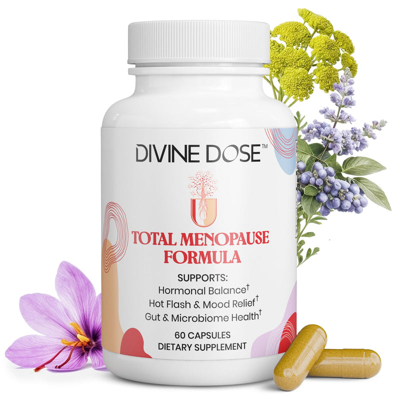 Total Menopause Formula 17-in-1 Stress Support Supplement for Women with Ashwagandha, Black Cohosh (Hormonal Balance), Maca, Probiotics, Vitamins D3, B6, B12, Vitality & Mental Clarity | 60 Capsules