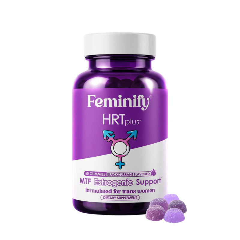 Feminify HRT+ Gummies for Estrogen - Top Bottom Curves Hair Skin Nails Femininity Enhancement - Formulated for MTF Trans Women - 60 Count