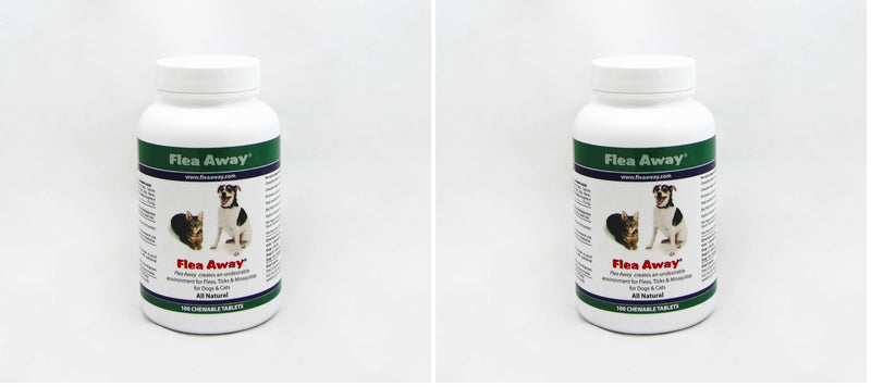 Flea Away All Natural Supplement for Fleas, Ticks, and Mosquitos Prevention for Dogs and Cats, 100 Chewable Treat Tablets, Single (Pack of 2) 1 Single (Pack of 2)