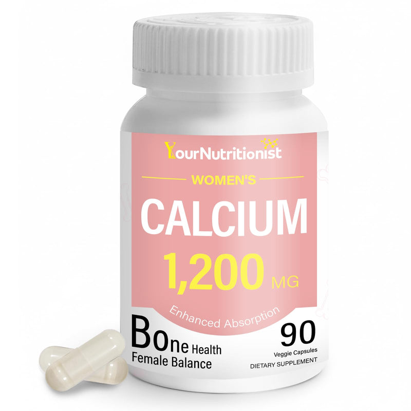 Women’s Calcium Supplement 1200mg, Calcium Complex, Bone & Mineral Support | 1200mg Calcium Citrate Per Serving, Magnesium Glycinate, Vitamin D3 & K2, Trace Mineral Blend for Women, 90 Vegan Capsules