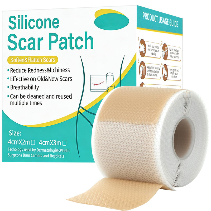 Silicone Scar Sheets(1.6” x 120” Roll-3M), Reusable Silicone Scar Tape for Surgical Scars, C-Section Scars, Stretch Marks, Hypertrophic Scars, Burn Scars, Tummy Tuck and Keloid Scars - BeesActive Australia