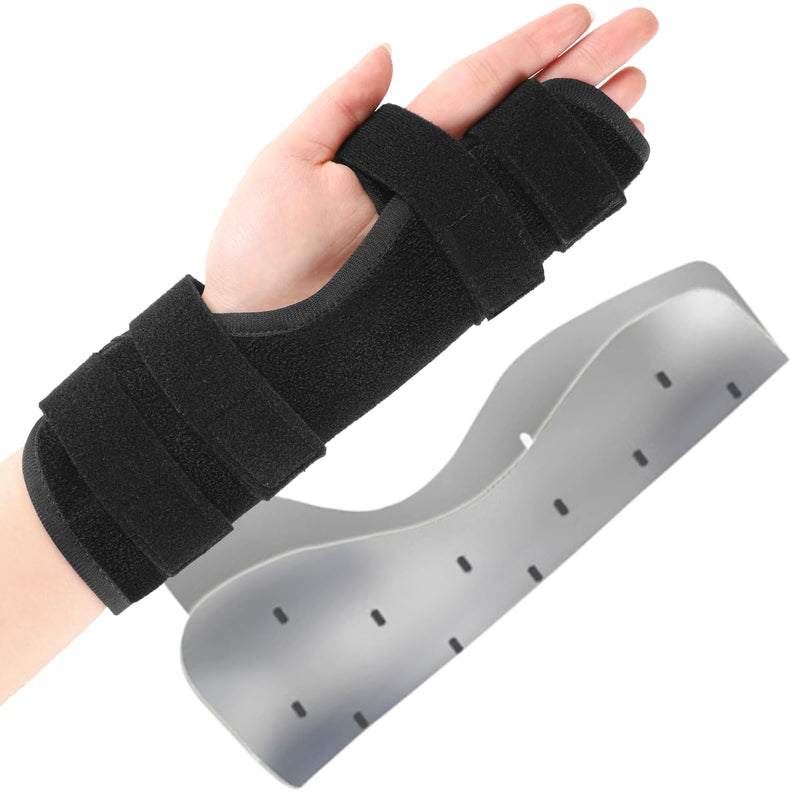 Pinky & Ring Finger Splint Brace - Left Hand Brace Support for Boxer Fracture, Mallet Finger & Dislocation, Arthritis, Sprain, Broken, Little Finger Cast Immobilizer Straightener (4th/5th Metacarpal) Medium Left Black 1