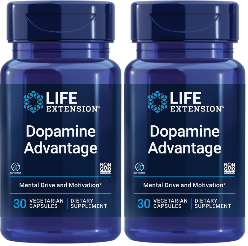 Life Extension Dopamine Advantage, Cognitive Health, Mental Sharpness, Motivation, Vitamin B12, phellodendron bark Powder, Gluten Free, Non-GMO, Vegetarian, 30 Capsules,(Pack of 2) 30 Count (Pack of 2)