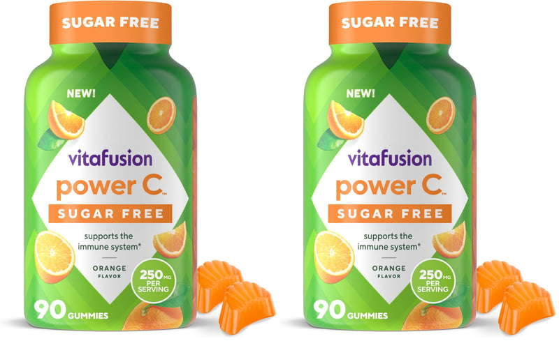 Vitafusion Sugar Free Power C Vitamin C Gummies,Daily Adult Vitamins for Immune System Support (1),Orange Flavor,90 Count (Pack of 2) 90 Count (Pack of 2)