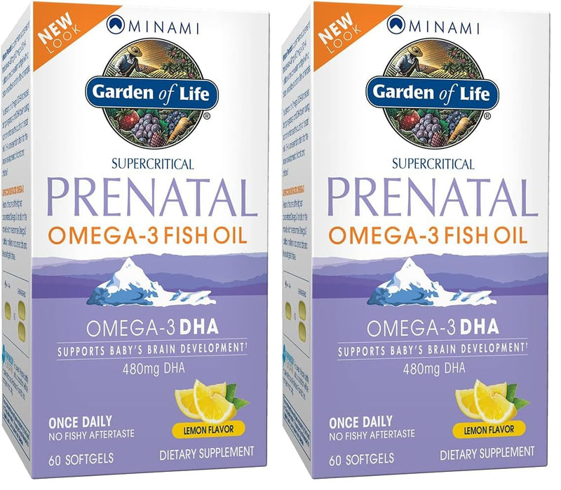 Garden of Life Prenatal DHA Omega 3 Fish Oil Supplement - Minami Natural Prenatal,Lemon,60 Softgels,(Pack of 2) 60 Count (Pack of 2)
