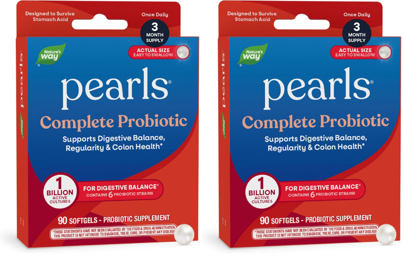 Nature's Way Complete Probiotic Pearls,Supports Digestive Balance*,1 Billion Live Cultures,Supplement for Men and Women,No Refrigeration Required,90 softgels,(Pack of 2) 90 Count (Pack of 2)
