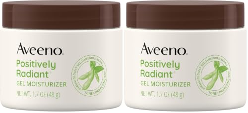 Aveeno Positively Radiant Daily Gel Facial Moisturizer with Hyaluronic Acid & Tone-Correcting Soy,Hydrating & Brightening Gel Face Cream Evens Skin Tone-& Texture,Hypoallergenic,1.7 oz,(Pack of 2) 1.7 Fl Oz (Pack of 2)
