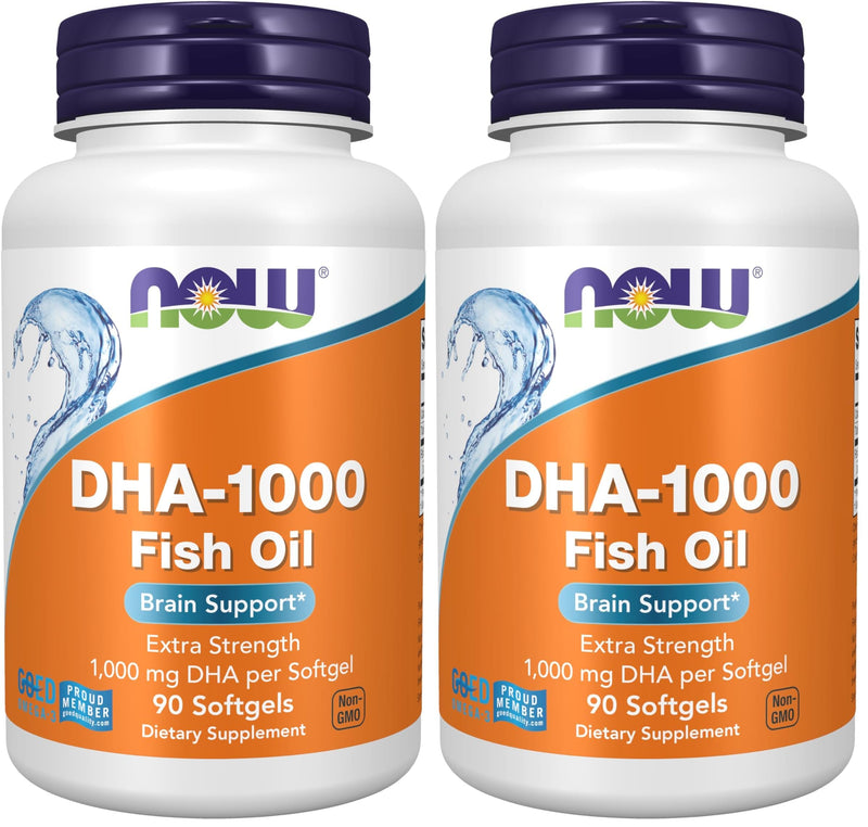 NOW Foods Supplements, DHA 1,000 Brain Support, Extra Strength, 1,000 mg DHA, 90 Softgels, (Pack of 2) 90 Count (Pack of 2)