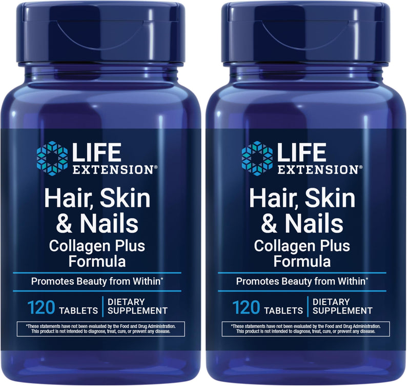 Life Extension Hair,Skin,& Nails- Collagen Plus,120 Count (Pack of 2) 120 Count (Pack of 2) Collagen Plus Formula